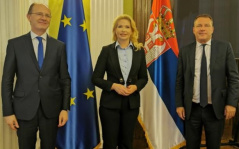 12. oktobar 2022. Potpredsednica Narodne skupštine Sandra Božić sa poslanikom Evropskog parlamenta i članom Odbora za spoljne poslove Žan-Lin Lakapelom